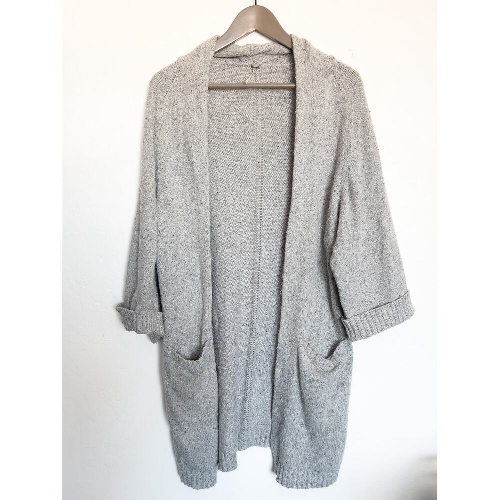 Margaret O'leary Sweater Knit Open Cardigan Pockets Grey XS Small Lagenlook